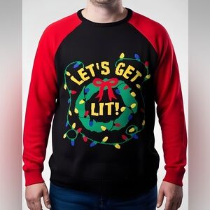 Vintage Sears & Roebuck Men's Ugly Christmas Sweater Let's Get Lit!‎ -- XLT